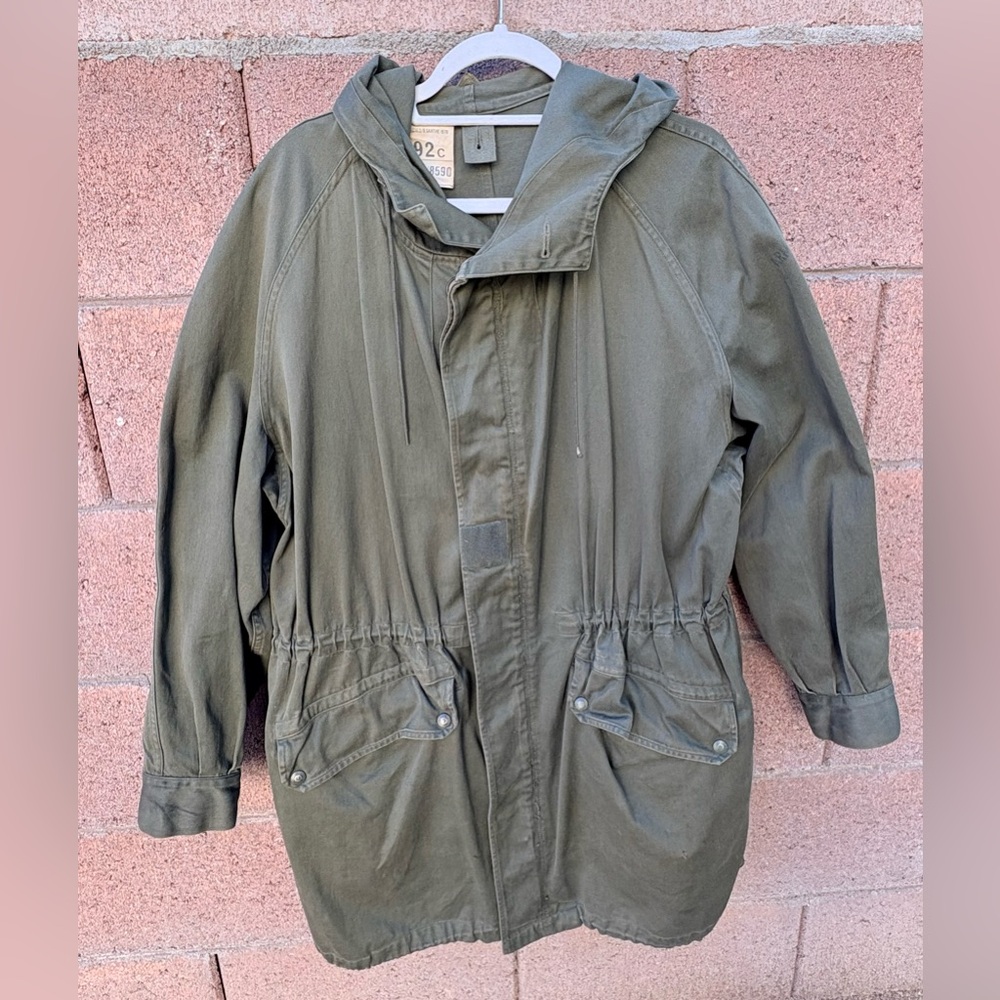 Vintage 1978 French Army M-64 Olive Green Field  Parka Jacket Men Large (92 c)